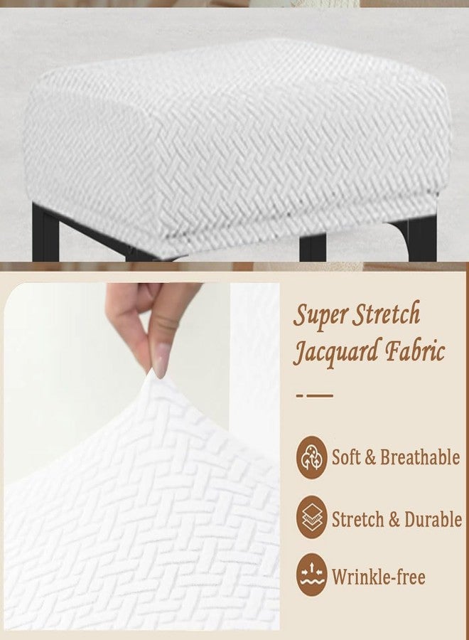 Levoberg غطاء كرسي بار ليفوبيرج مستطيل قابل للتمدد، مناسب لارتفاع طاولة المطبخ، غطاء كرسي بار مستطيل، غطاء مقعد طاولة المطبخ، غطاء مقعد خشبي أو معدني، طقم من 4 قطع، أبيض - Image 5